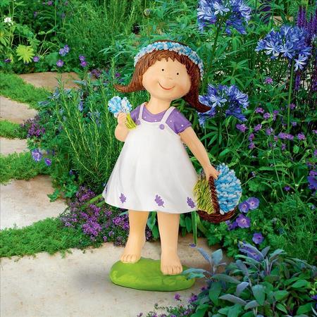 DESIGN TOSCANO Bluebonnet Twins Springtime Child Garden Statue: Juliette Girl QL215174